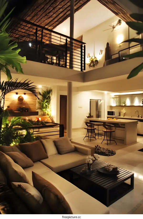 Modern Tropical Home Interior Design with Open Floor Plan