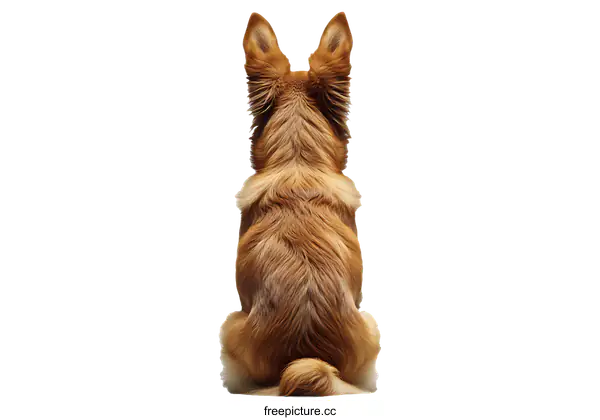 [Transparent Background PNG]Dog Sitting Back View Portrait