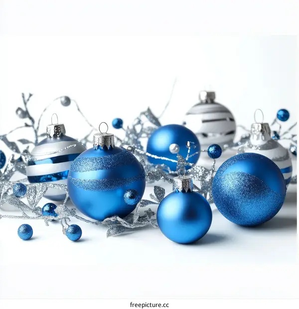 Christmas Ornaments in Blue and Silver