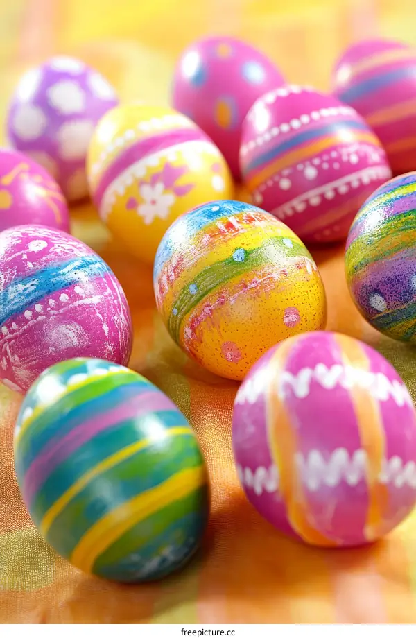 Colorful Easter Eggs Decorated with Designs