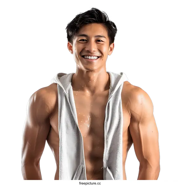 [Transparent Background PNG]Portrait of a muscular young man smiling