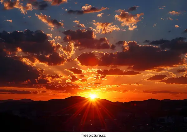 Sunset over the city