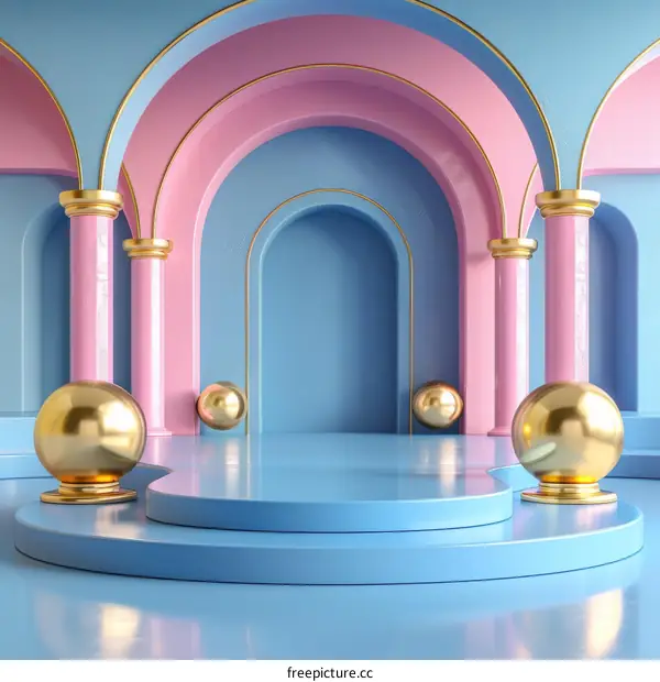 Abstract Geometric Archway Display Stage Design