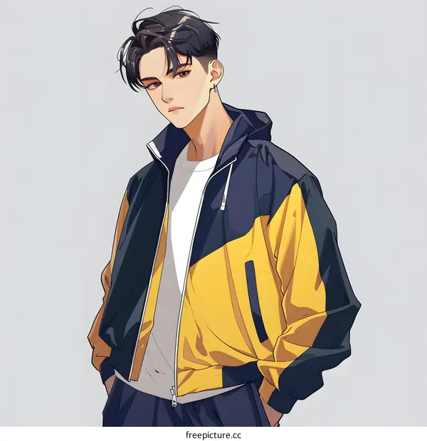Stylish Anime Boy in Yellow Jacket