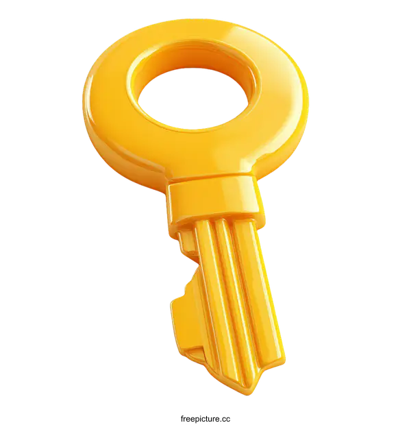 [Transparent Background PNG]Golden Key Illustration on White Background