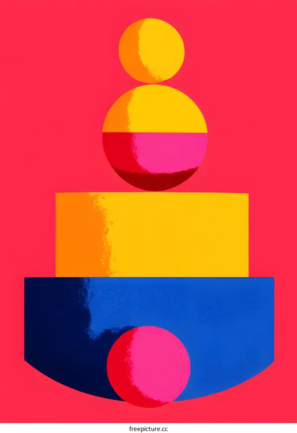 Abstract Geometric Shapes with Red, Yellow, and Blue Colors