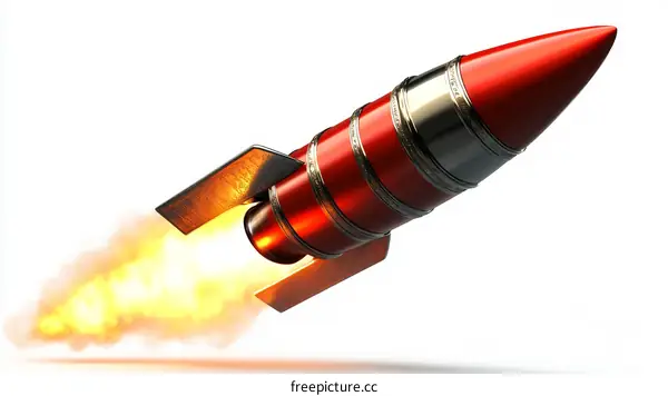 Red Rocket Launching into the Sky Illustration