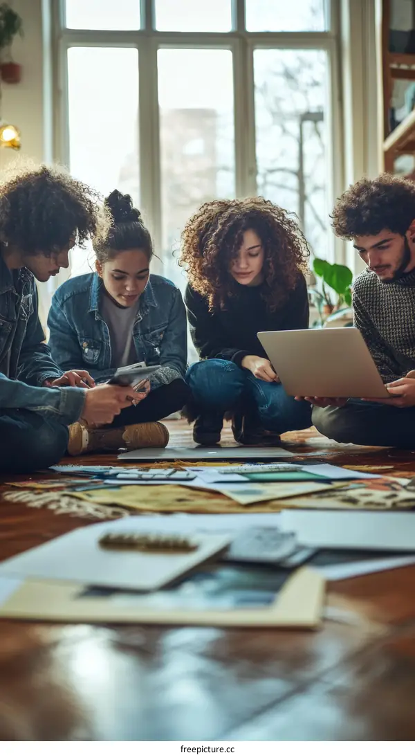 Diverse Group Collaborating on Project