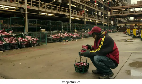 Man Working at a Wholesale Flower Market