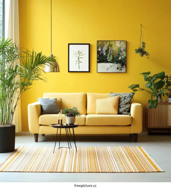 Modern Yellow Living Room Interior Design