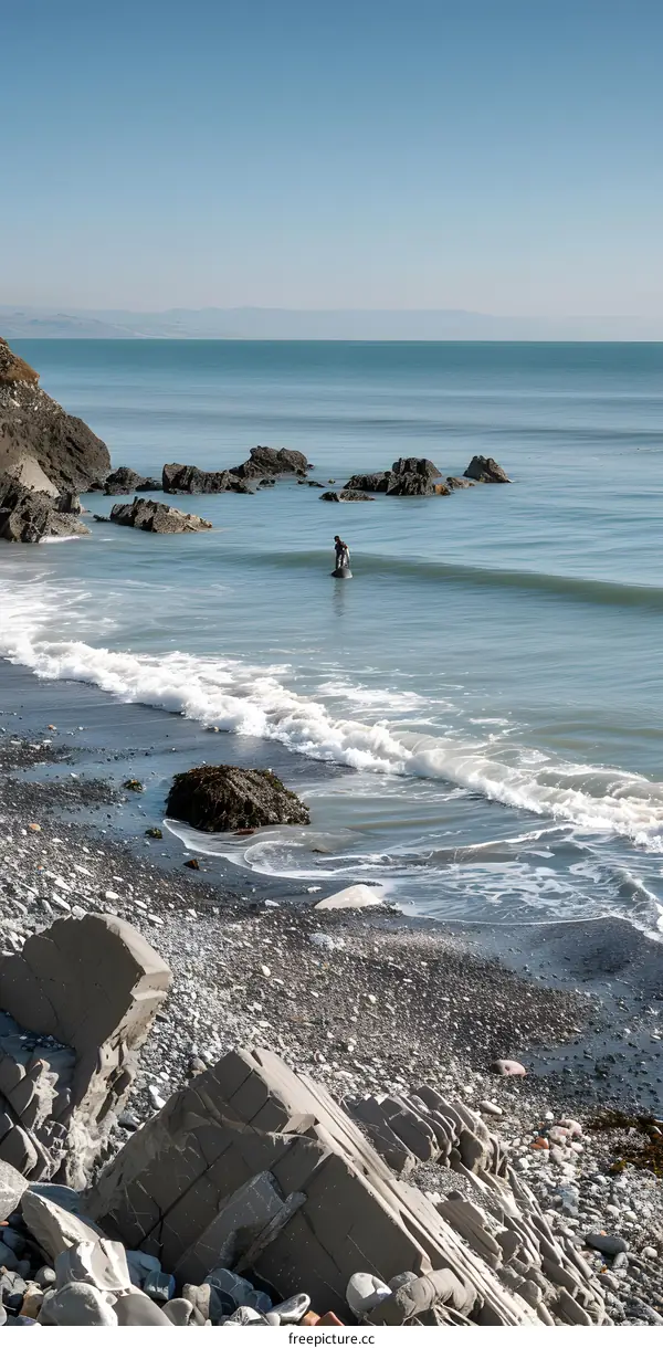 Person Stand Up Paddleboarding On The Ocean