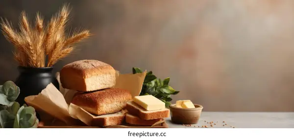 Artisan Breads and Butter Still Life