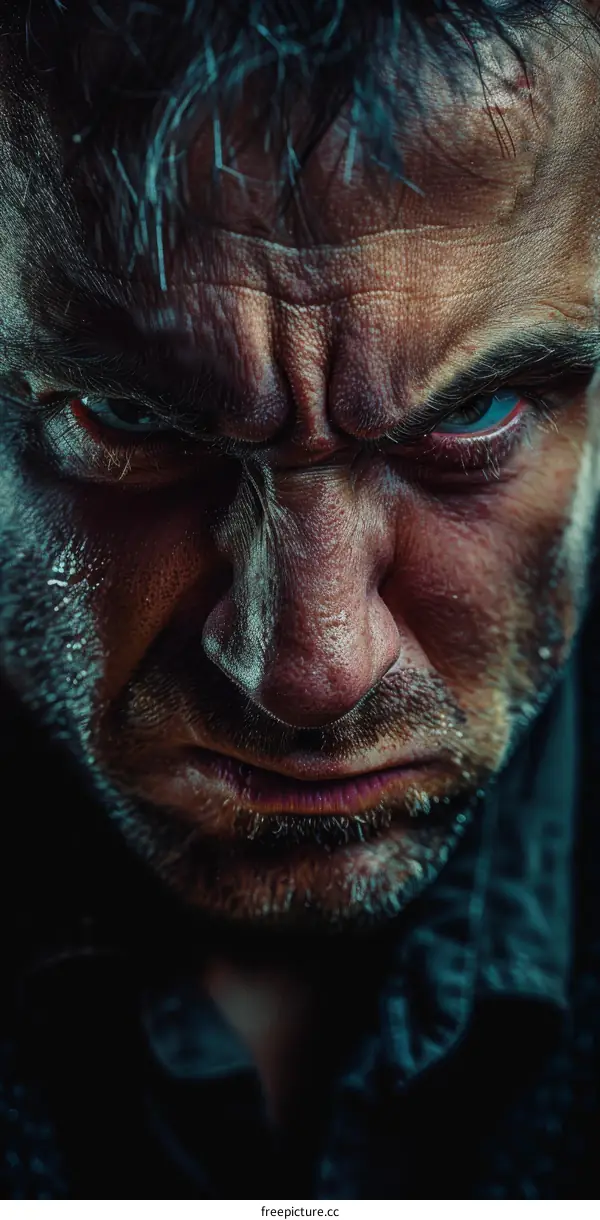 Closeup Angry Man Face Expression