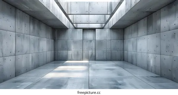 Empty Concrete Room With A Light Source Coming From Above