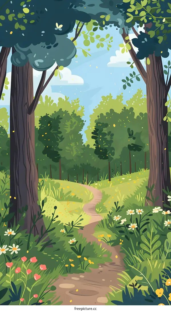 Path Through Forest Illustration
