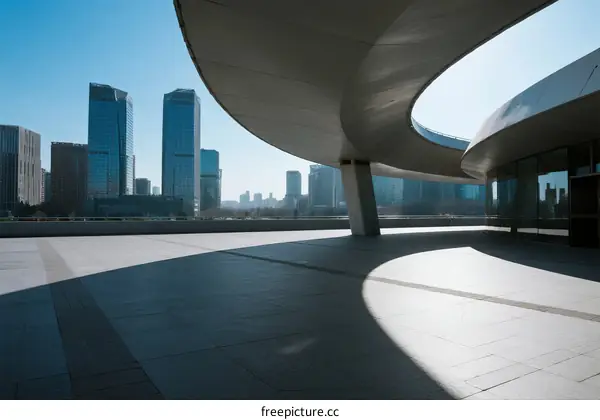 Modern Urban Architecture with City Skyline in the Background