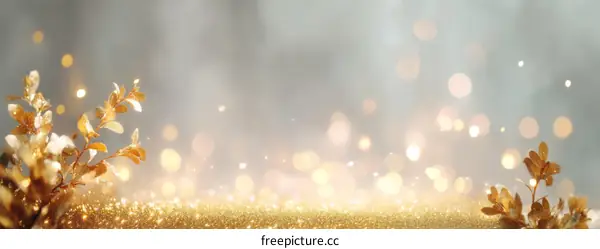 Golden Glitter Background with Elegant Branches