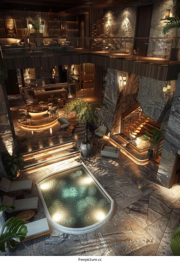 Luxury Multi-Level Interior Design with Spa Pool