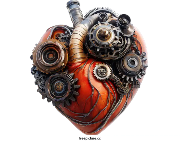 [Transparent Background PNG]Steampunk Heart Mechanical System Design
