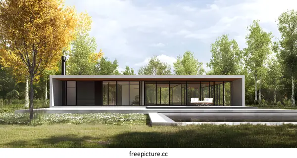 Modern House with Pool in the Woods