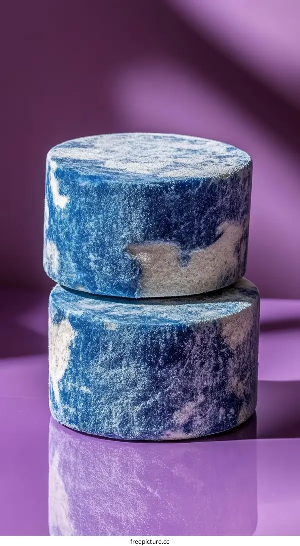 Abstract Display Stand in Indigo and Lavender Tones