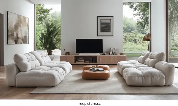 Modern Living Room Sofa Set with Natural Light