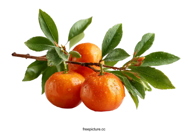 [Transparent Background PNG]Fresh Mandarin Oranges on a Branch