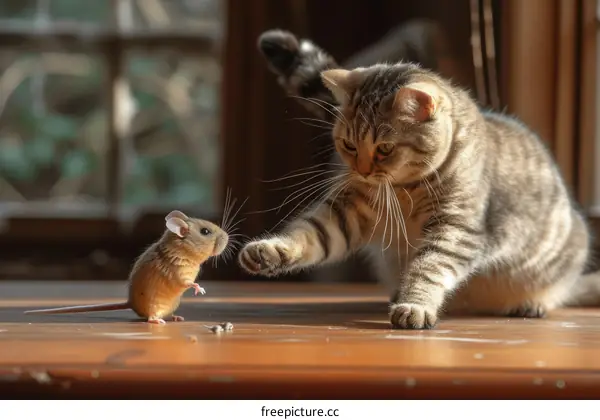 Cat and Mouse Face Off in Tense Moment