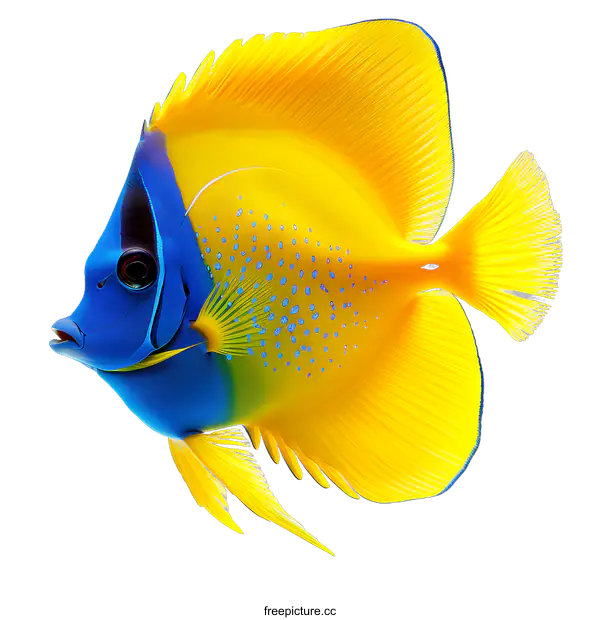 [Transparent Background PNG]A yellow tang fish with blue and purple markings