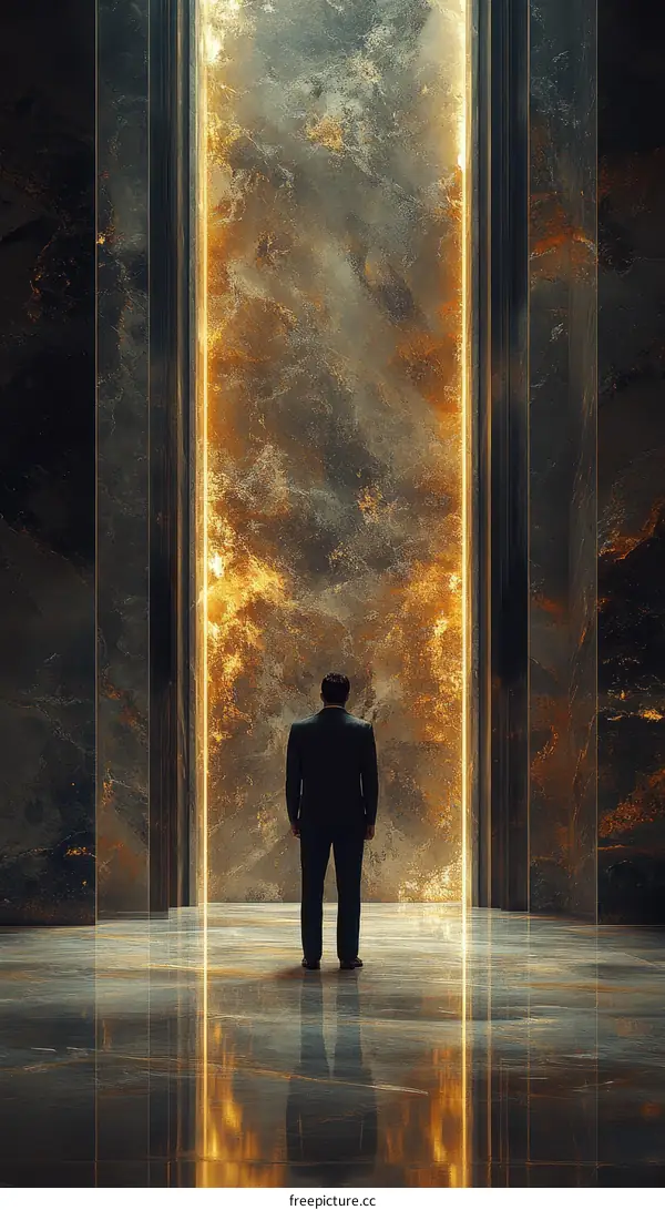 Abstract Futuristic Doorway with Businessman