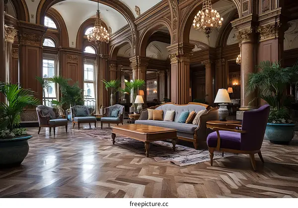 ornate hotel lobby interior