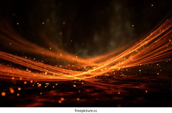Abstract Orange Light Trails on Dark Background