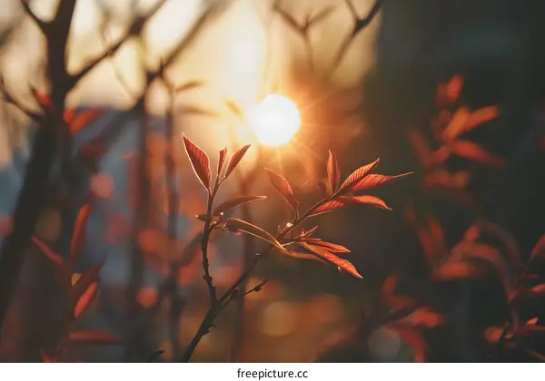 Sunbeams Through Leaves At Sunset