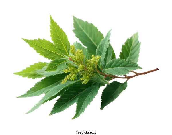[Transparent Background PNG]Fresh Green Leaves and Buds Close-up