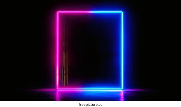Neon Light Rectangle Frame Abstract Background