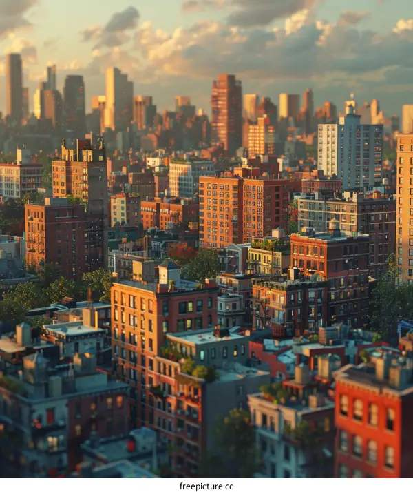 Sunset Cityscape Urban Architecture Illustration