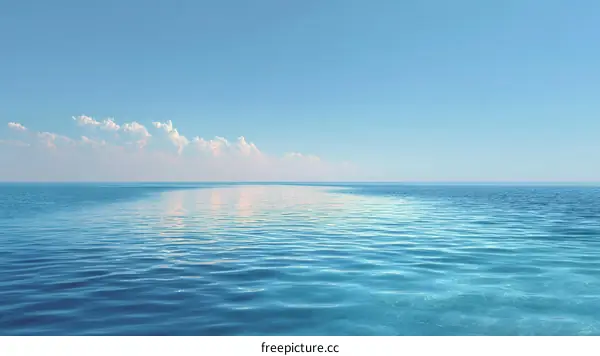 Serene Calm Ocean Horizon Under Azure Sky