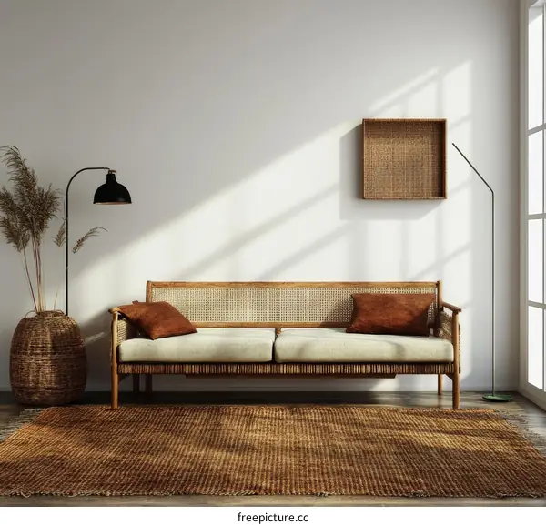 Modern Boho Living Room with Woven Furniture