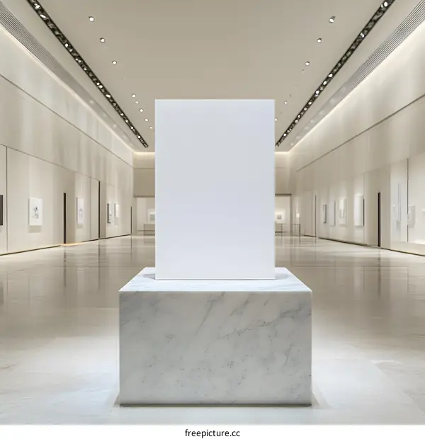 Blank Canvas on Marble Base in Art Gallery