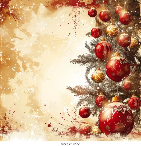 Christmas Tree With Red And Gold Ornaments