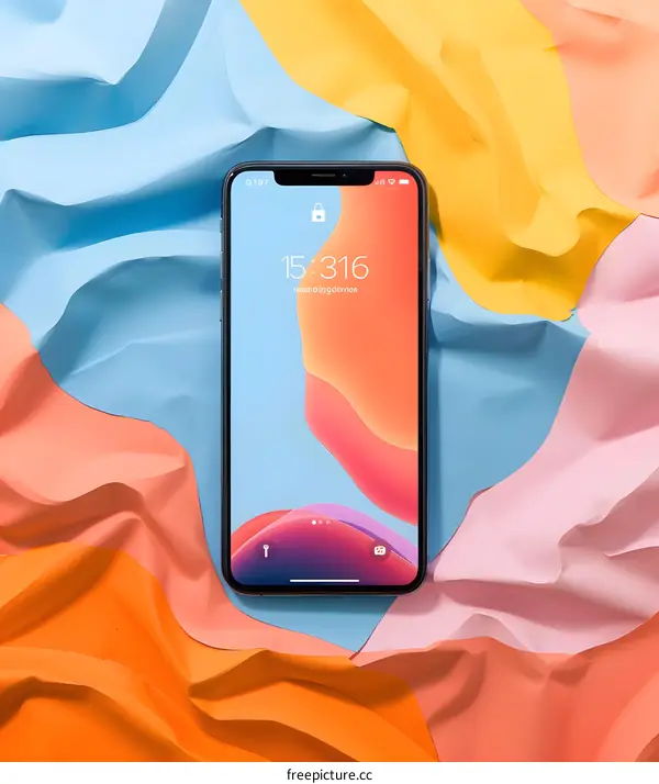 Modern Smartphone on Colorful Abstract Background