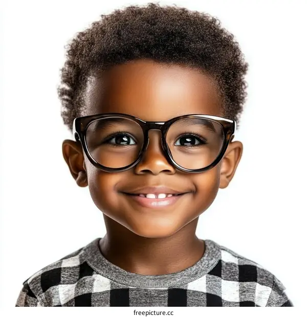 Portrait of a Smiling Child with Glasses