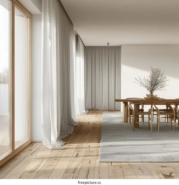 Bright and Airy Dining Room With Large Windows