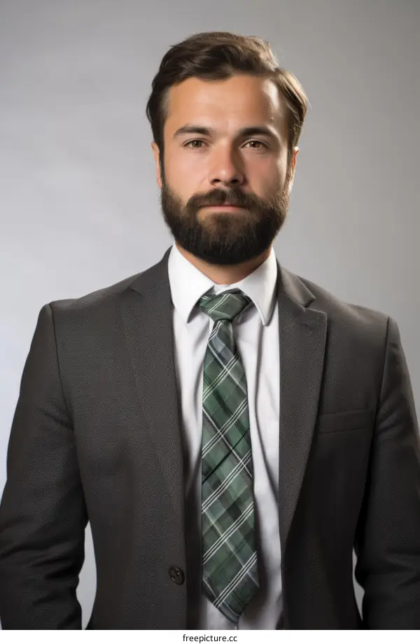 A young professional man in a suit and tie