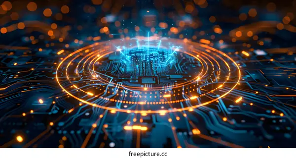 Blue and orange circuit board