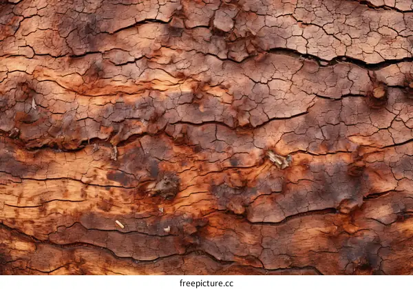 Close-up of Weathered Tree Bark with Rough Texture