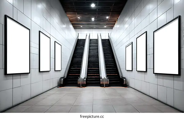 Subway Station Mockup with Empty Posters