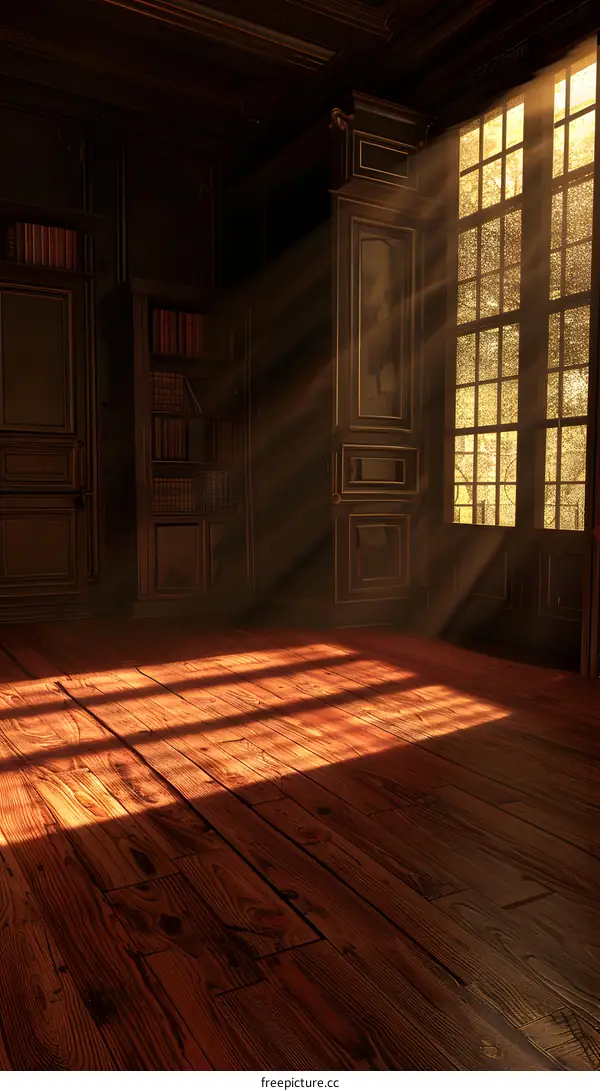 Sunlight Through Window in Old Library Room