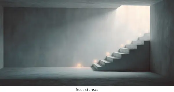 Empty Concrete Stairway with Light