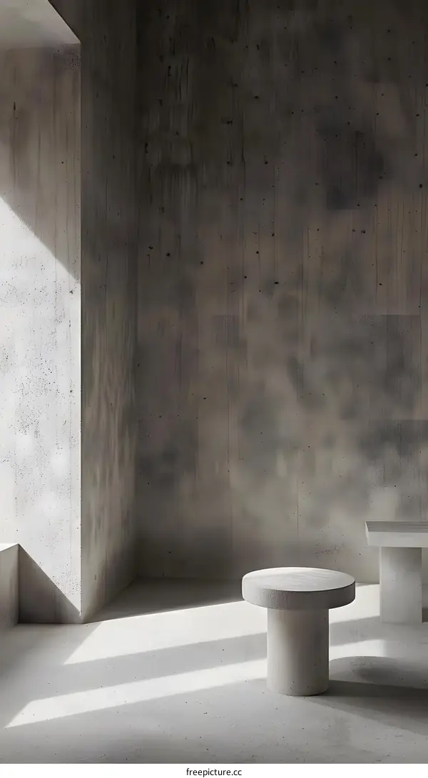 Minimalist Concrete Interior Design With Sunlight